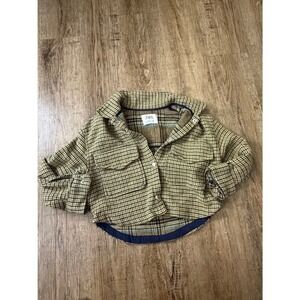 Zara Boys Plaid Flannel Shirt Size 9-10 Yellow Blue Long Sleeve Button Down 6273